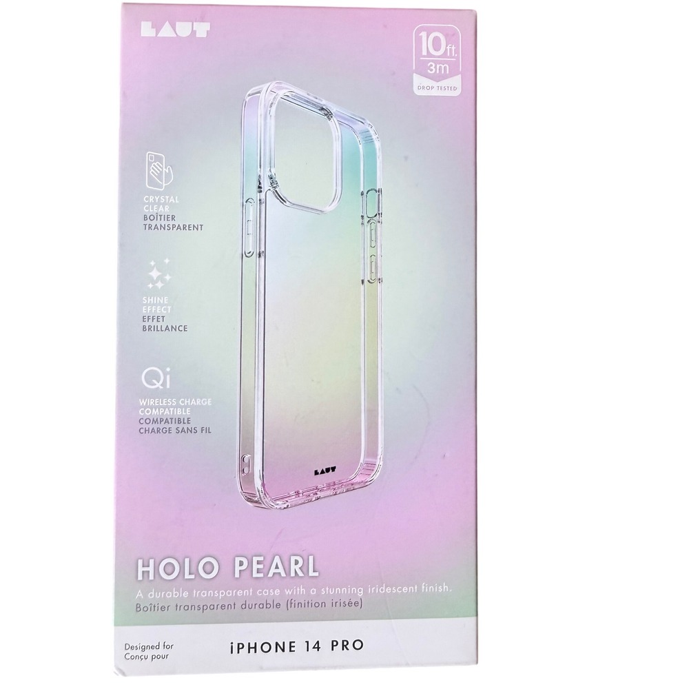 LAUT Holo Pearl iPhone 14 Pro Case Iridescent Clear Protective Cover 10ft Drop